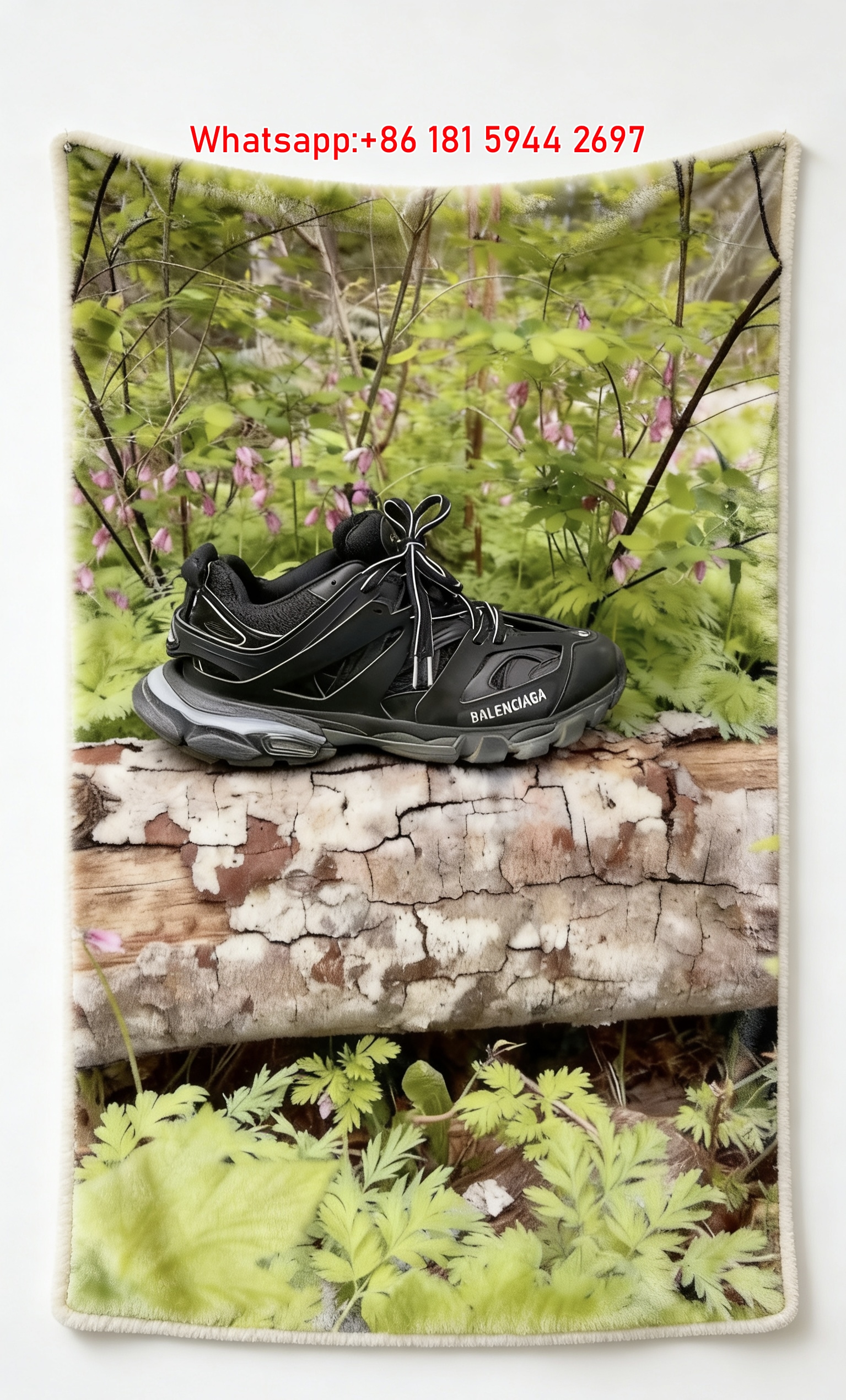 Balenciaga Black Sneaker Forest Print Flannel Throw Blanket BA358